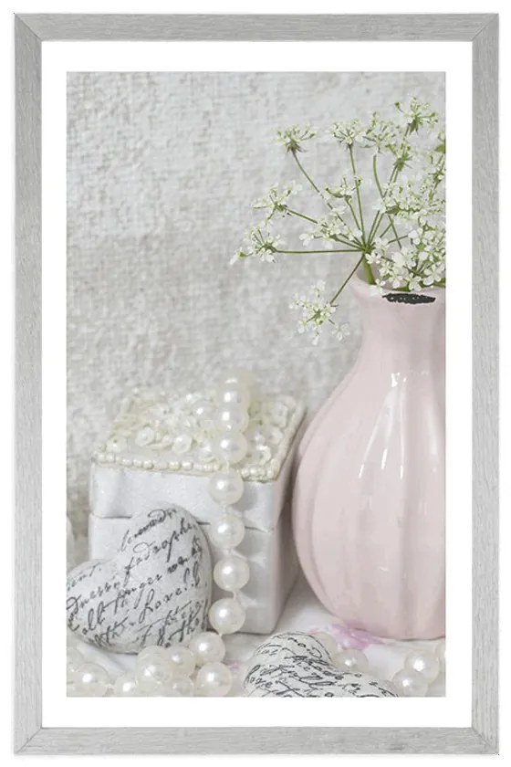Plagát s paspartou luxusné Shabby Chic zátišie - 40x60 black