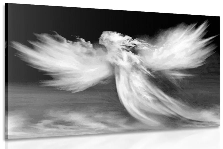 Obraz podoba anjela v oblakoch v čiernobielom prevedení Varianta: 90x60