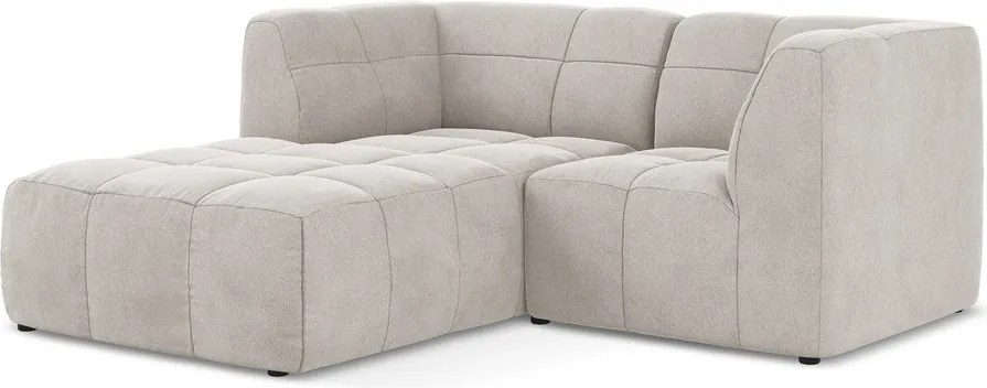 Béžová zamatová rohová pohovka (ľavý roh/s leňoškou) Aloha – Makamii