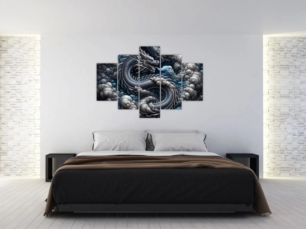 Obraz – Drak v dyme (150x105 cm)