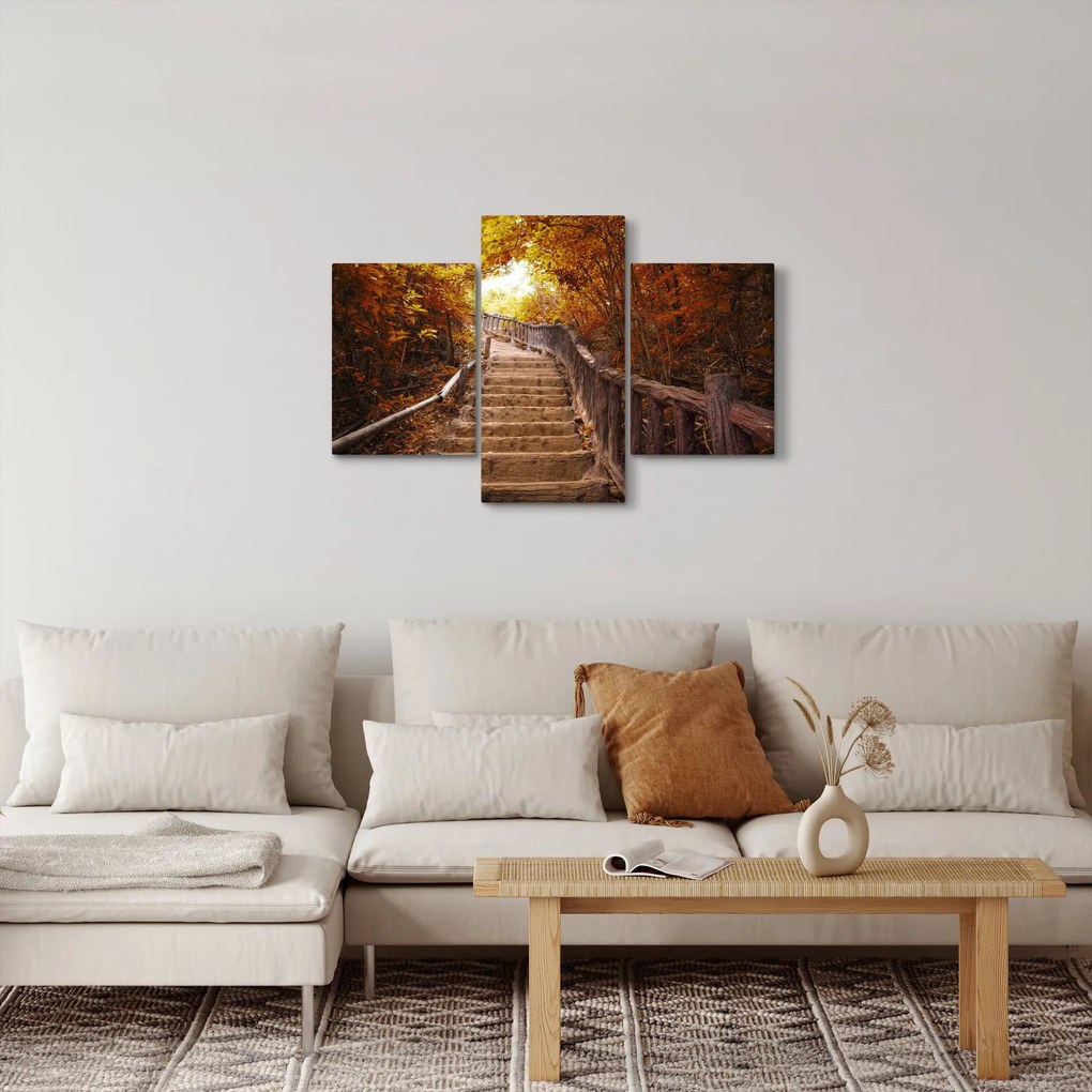 Obraz - Schody v prírode na jeseň (90x60 cm)