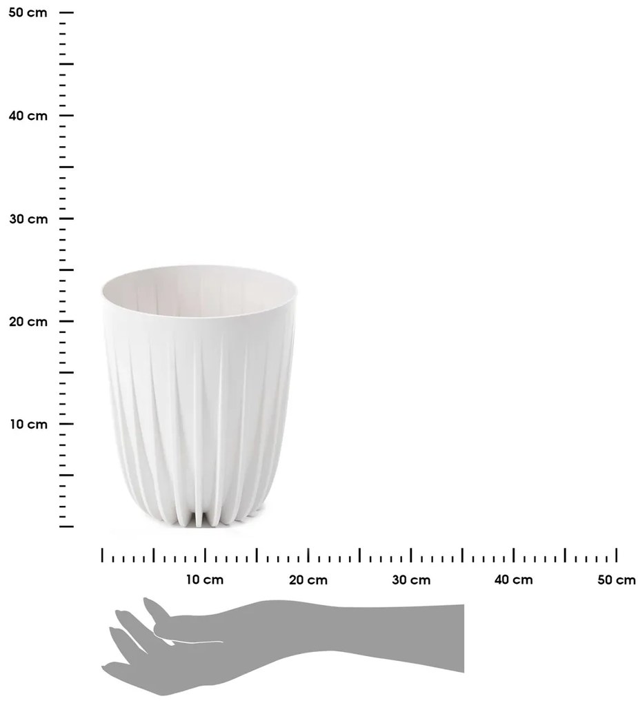 PLASTOVÝ KVETINÁČ STRIPPED ECO 23X19 CM BIELA
