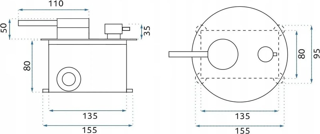 Rea Clif Foss, podomietkový sprchový set s BOX-om, hlavová a ručná sprcha, grafitová, REA-P4412