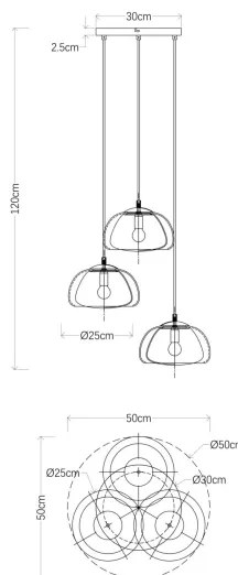 Globo 15743-3HR - Luster na lanku JELLA 3xE14/40W/230V