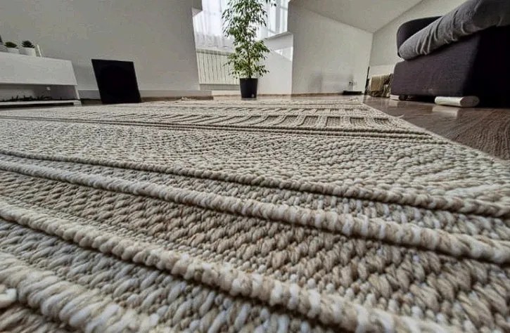 Béžový boho koberec s pruhovaným vzorom 878-B – polypropylén Rozmer: 200x290 cm