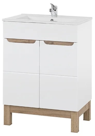 Komplet nábytku do kúpeľne Bali White 60 cm - Dub wotan / Biely lesk