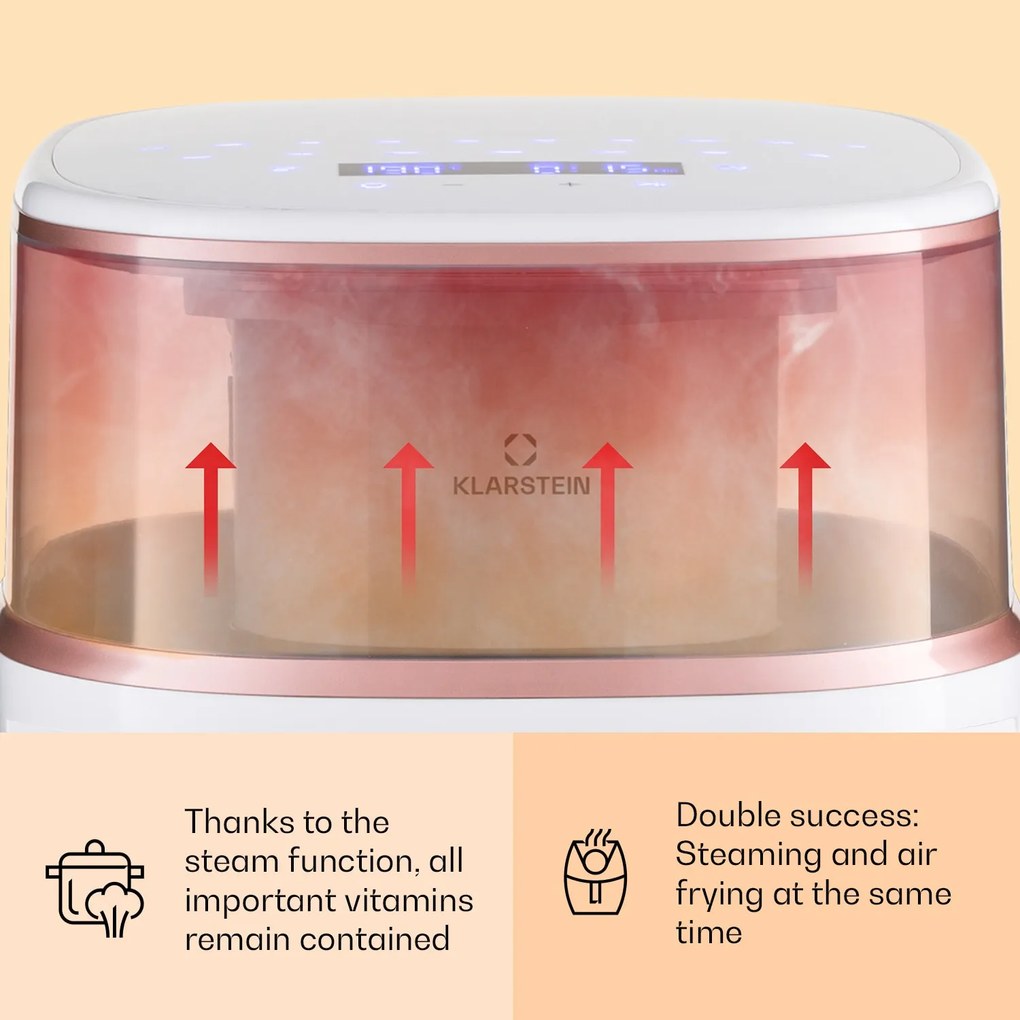 Klarstein Air Bloom, teplovzdušná fritéza, 1500 W, 7,5 l, 16 programov, s funkciou naparovania