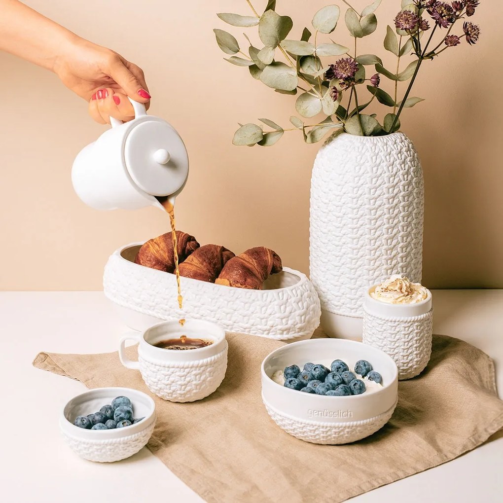 räder Čajová kanvička s hrnčekom White Knitting