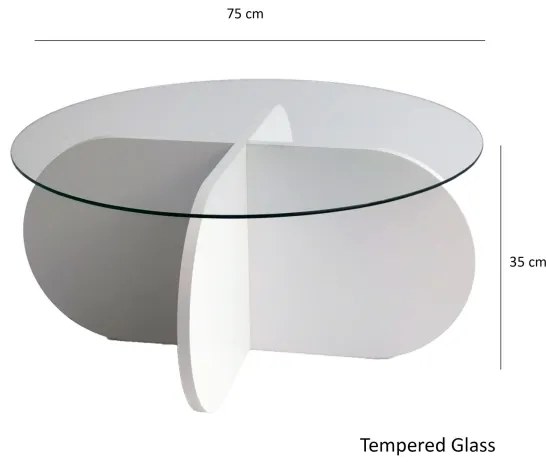 Konferenčný stolík BUBBLE 35x75 cm biela/číra
