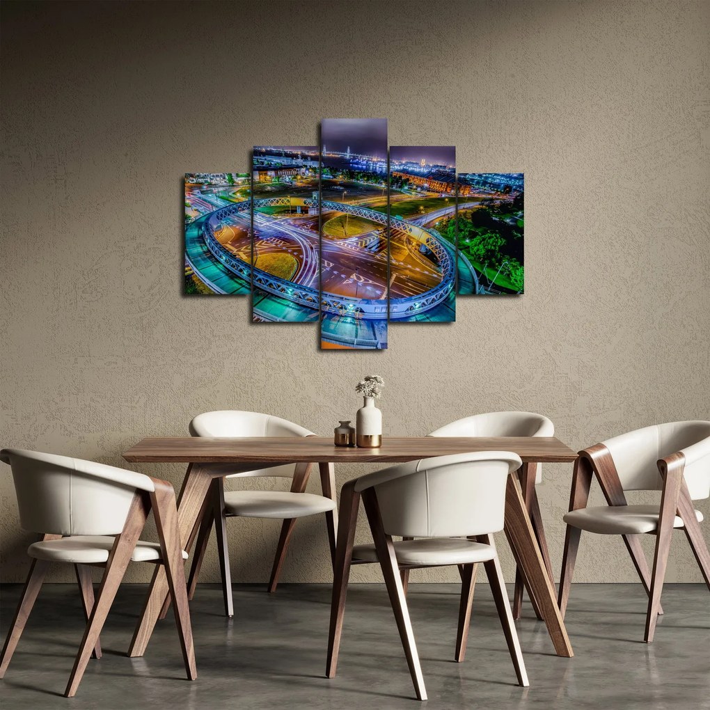 Obraz - panoráma nočného mesta (150x105 cm)