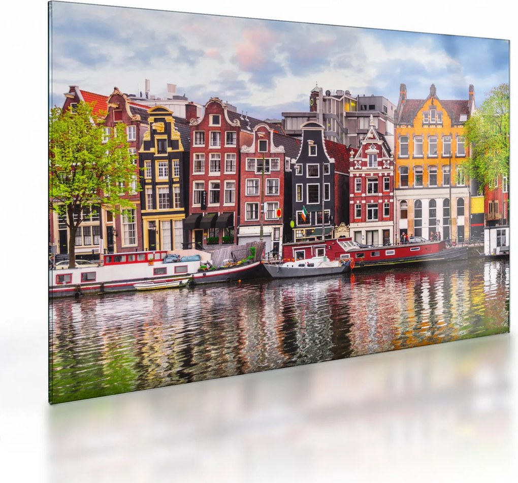 Sklenený obraz - Amsterdam, tanečné domy (70x50 cm)
