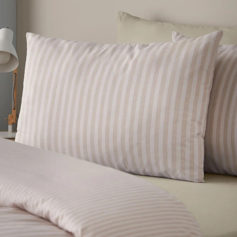 Béžové 3-dielne obliečky na dvojlôžko/predĺžené 230x220 cm Epping Textured Stripe – Catherine Lansfield