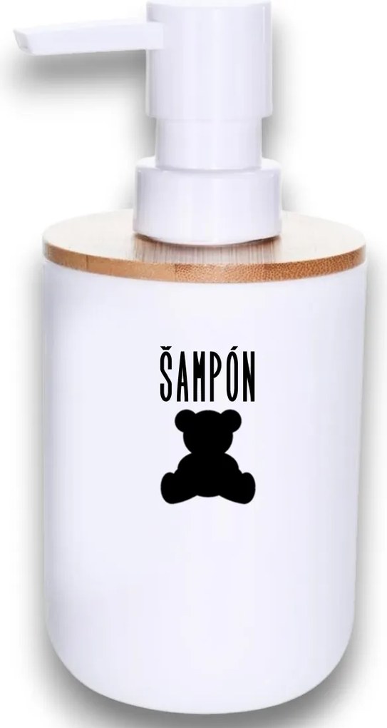 Označto Štítok/nálepka do kúpeľne Šampón - SLIM, medvedík Farba písma: Strieborná
