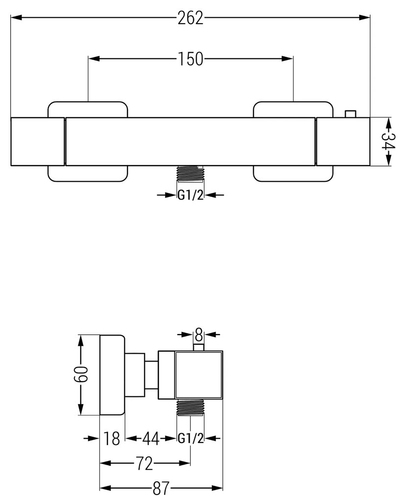 Mexen Erik, sprchový set s dažďovou sprchou a CUBE termostatickou sprchovou batériou, čierna matná, 77200205-70