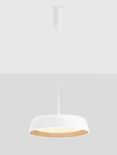 LED stmievateľný bielo-drevený moderný luster Sigi