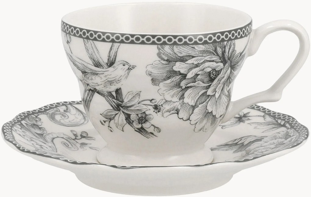Porcelánové šálky na čaj's podšálkami Mayfair, 6 ks