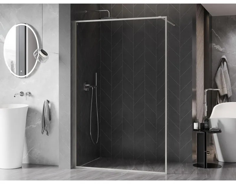 Mexen Kioto-XF, sprchová zástena s rámom 150 x 202 cm, 10mm číre sklo, oceľový profil, 800-150-104-97-00-X