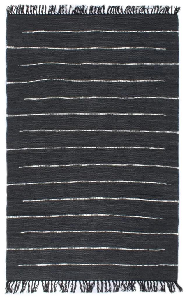 vidaXL Ručne tkaný koberec Chindi antracitový 160x230 cm bavlnený
