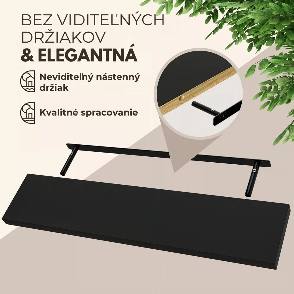 Nástenná polica FIGO + konzola, 110cm, čierna Casaria