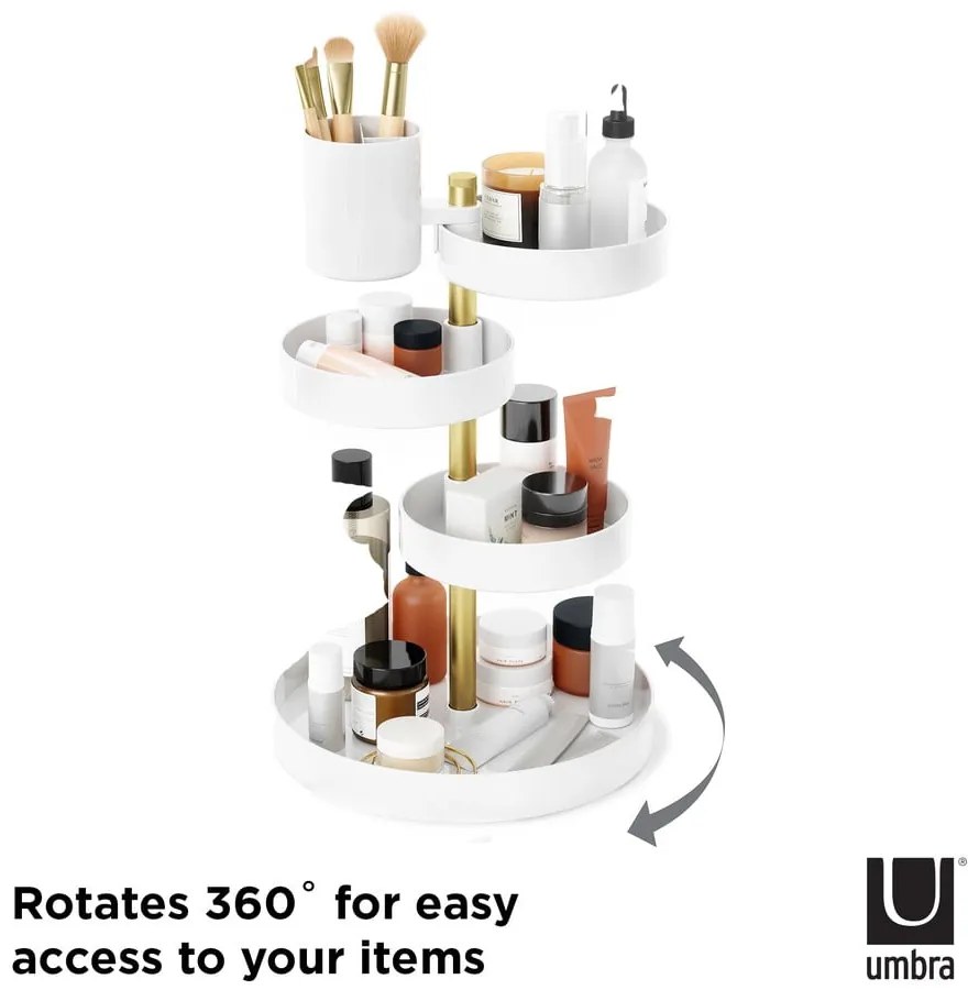 Biely plastový kúpeľňový organizér na kozmetiku Pirouette - Umbra