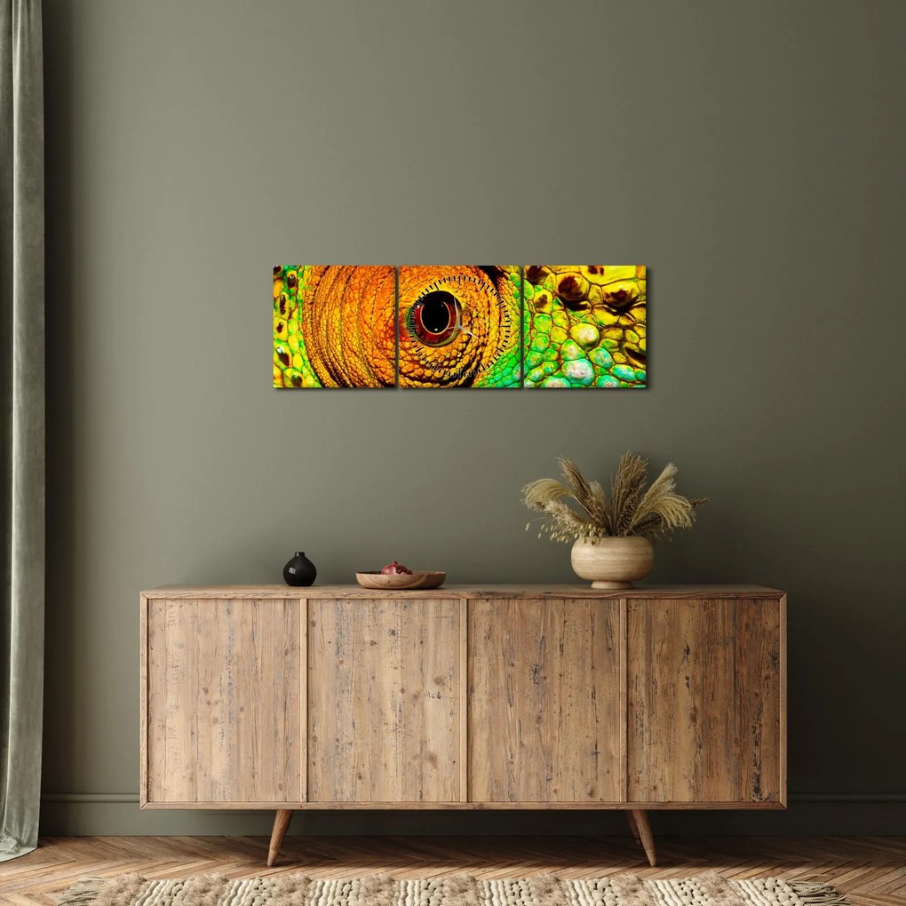 Obraz - Chameleon (s hodinami) (90x30 cm)