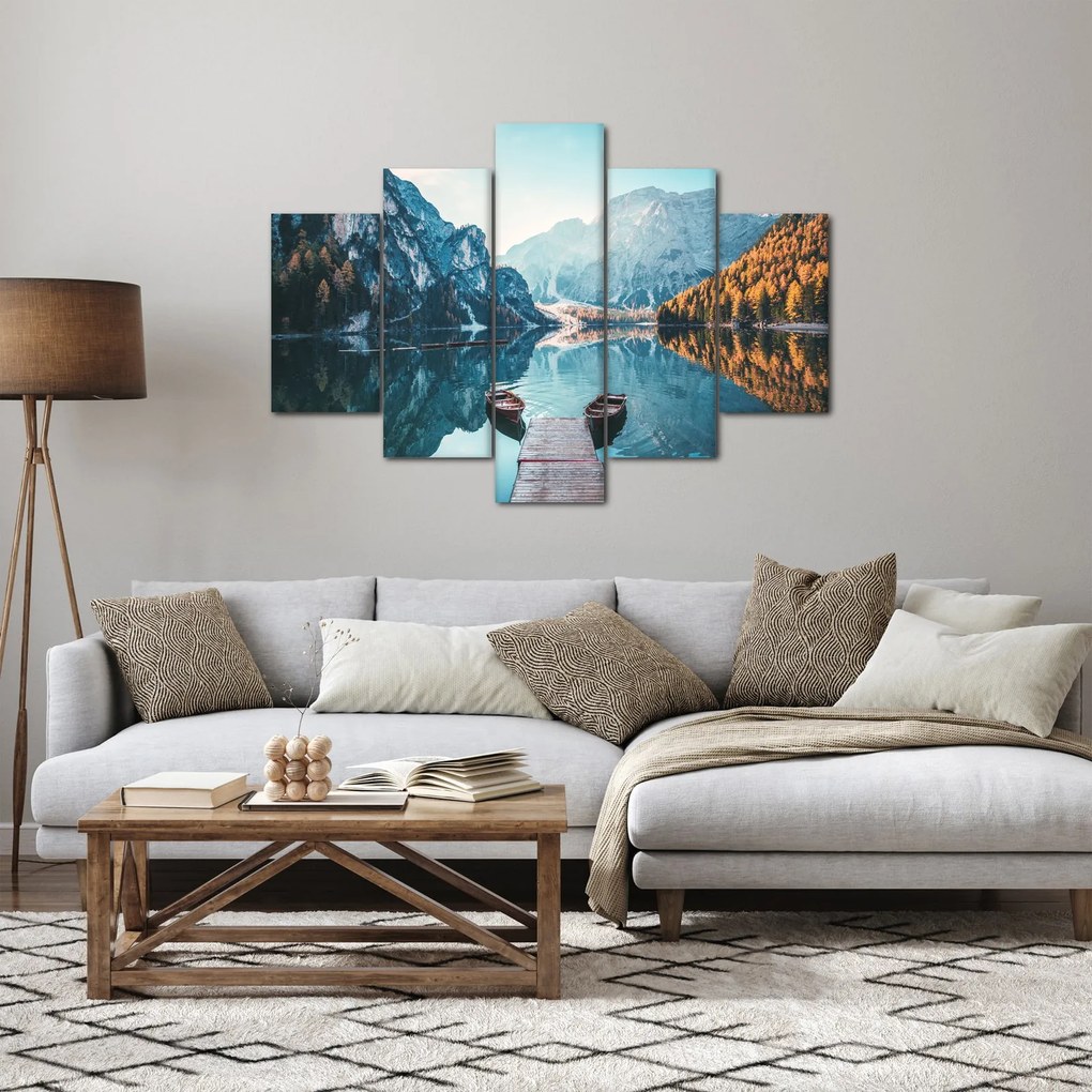 Obraz - Lode na jazere Braies (150x105 cm)