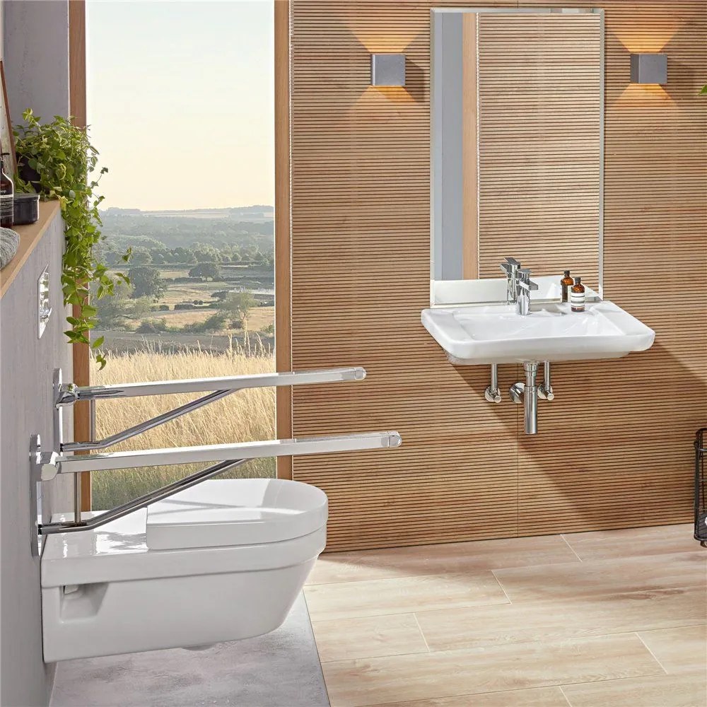 VILLEROY &amp; BOCH ViCare závesné WC s hlbokým splachovaním bez vnútorného okraja, 370 x 700 mm, biela alpská, s povrchom CeramicPlus, 5649R0R1