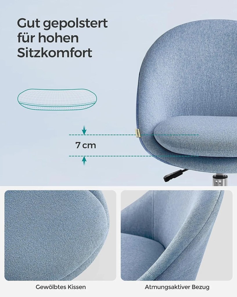 Otočná stolička, výškovo nastaviteľná, 80-90x60x60cm, bledomodrá