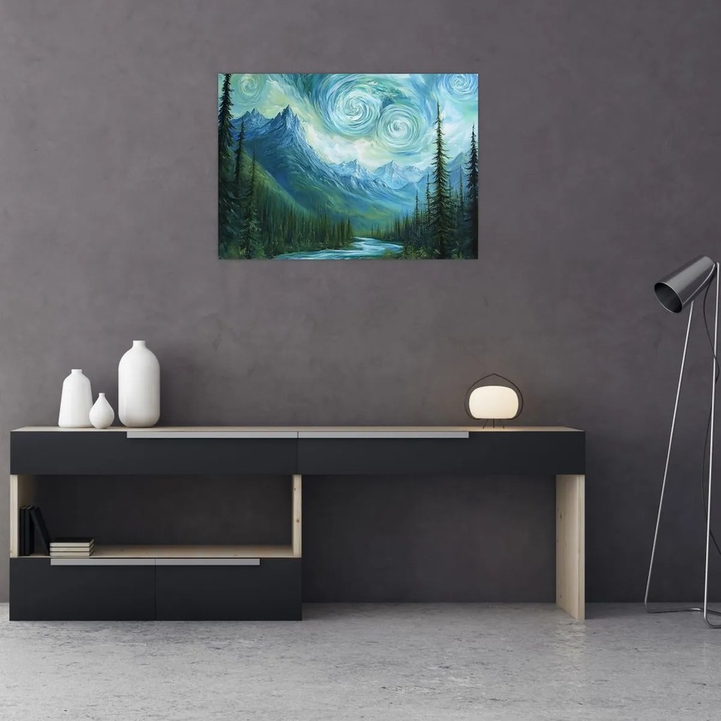 Obraz - Krajina s nádychom Van Gogha (70x50 cm)