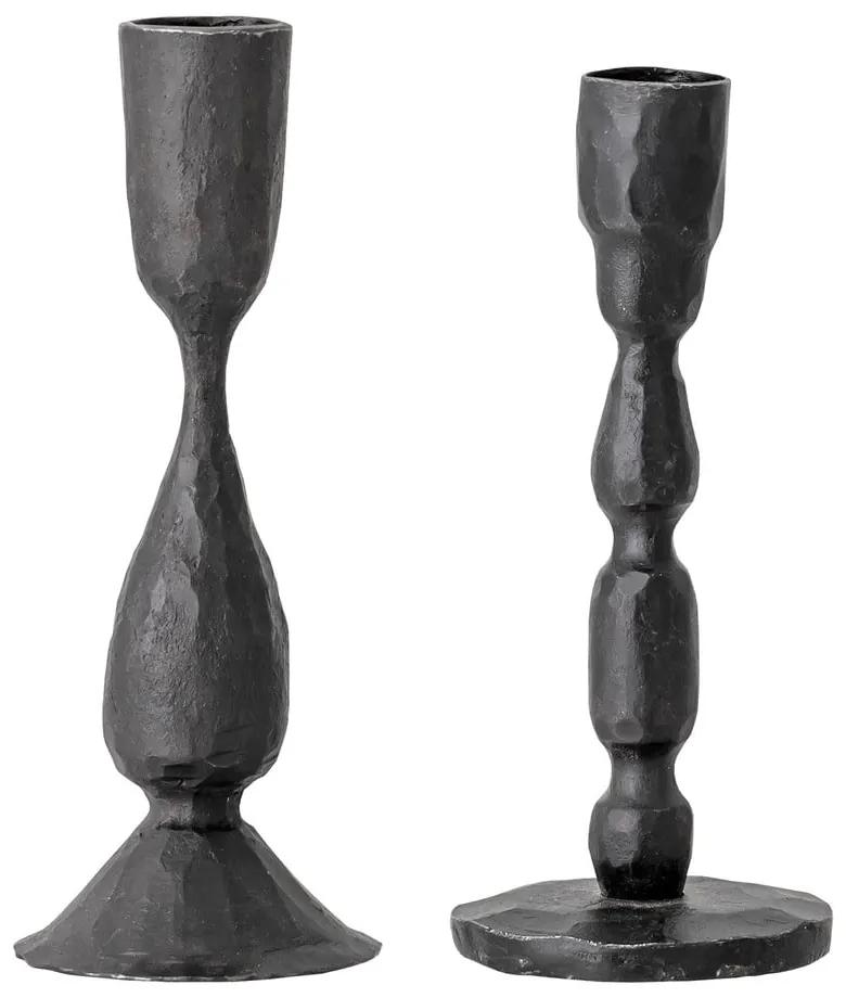 Súprava 2 čiernych kovových svietnikov Bloomingville Deja, výška 16 cm