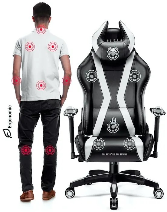 Herné kreslo Diablo X-Horn 2.0 King Size: Čierno-biele Diablochairs