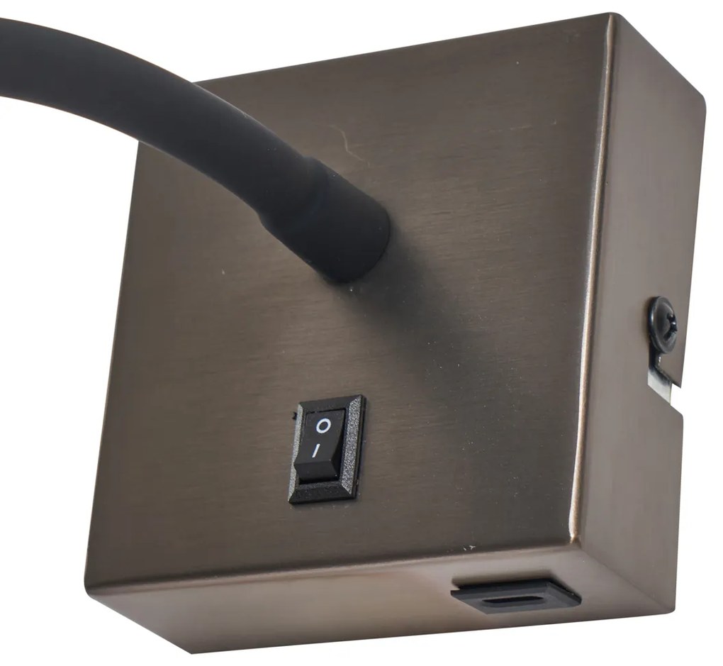 Moderné nástenné svietidlo Gunmetal s portom USB-C - Gosna