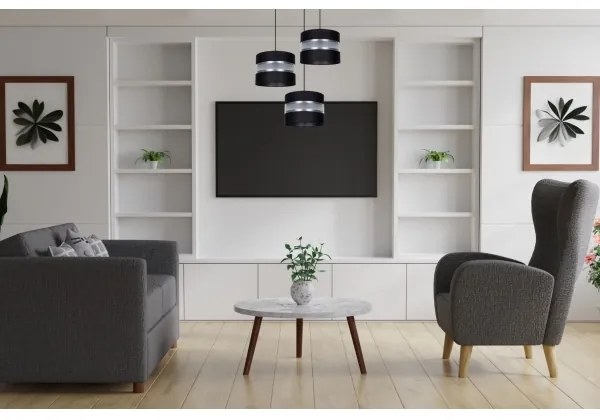 Luster na lanku CORAL 3xE27/60W/230V čierna/chróm pr. 45 cm