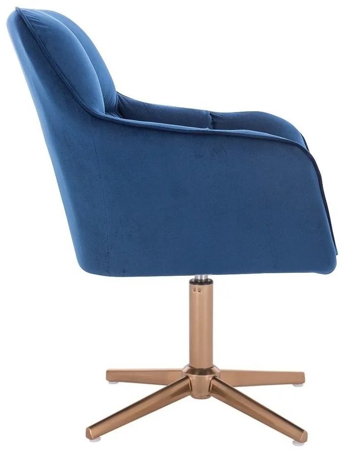 LuxuryForm DESIGN Kreslo AMALFI VELUR na zlatom kríži - modré