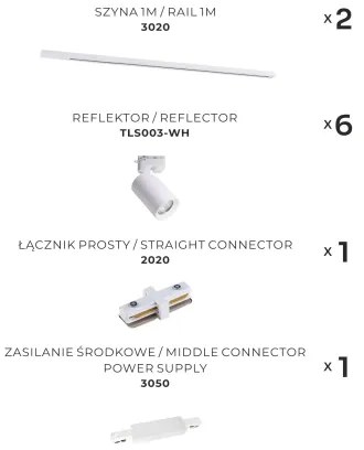 Zuma Line 3047 - Bodové svietidlo v lištovom systéme TORE 6xGU10/35W/230V biela