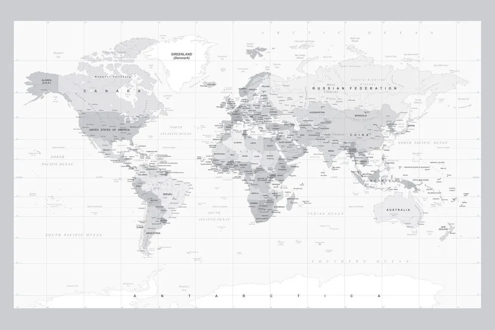Obraz na korku klasická čiernobiela mapa so šedým okrajom