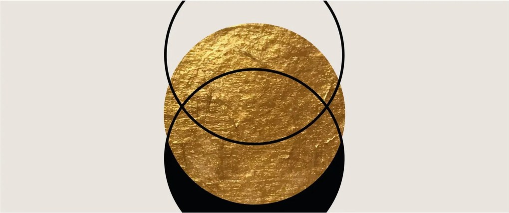 Obraz - Abstrakcia zlatá a biela N⁰2 (120x50 cm)