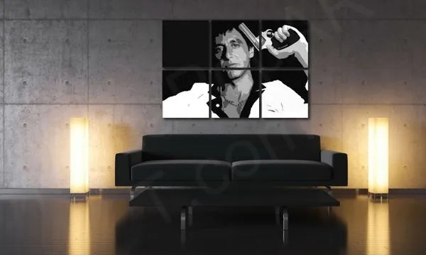Ručne maľovaný POP Art obraz Scarface - AL PACINO 6 dielny  al38