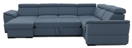 Rozkladacia sedacia súprava s univerzálnym rohom do U s úložným priestorom GRANADA modrá