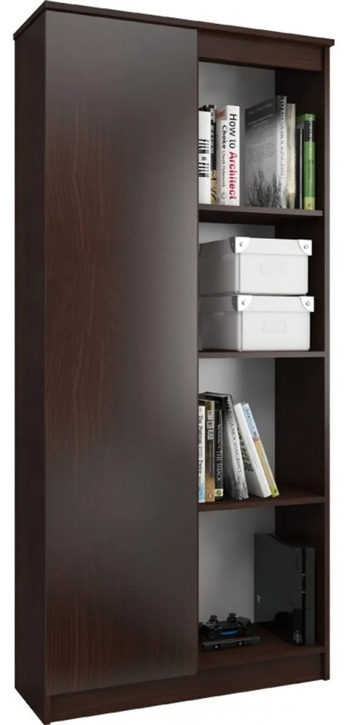 Regál R 80 cm 1 dvierka 6 poličiek wenge