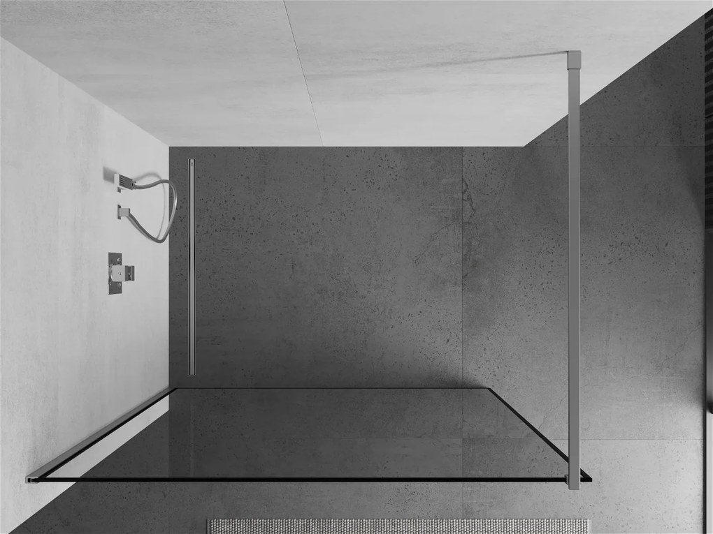 Mexen Kioto sprchová zástena 130x200 cm 8 mm, chrómový profil, sklo čierny rám, 800-130-101-01-70