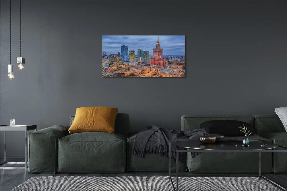 Obraz na plátne Warsaw Panorama západu slnka 125x50 cm