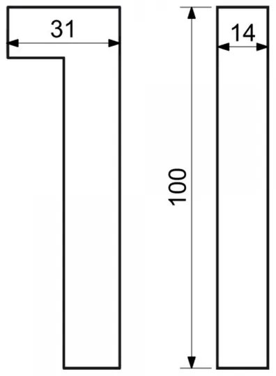 Domové číslo "1", RN.100LV, brúsené
