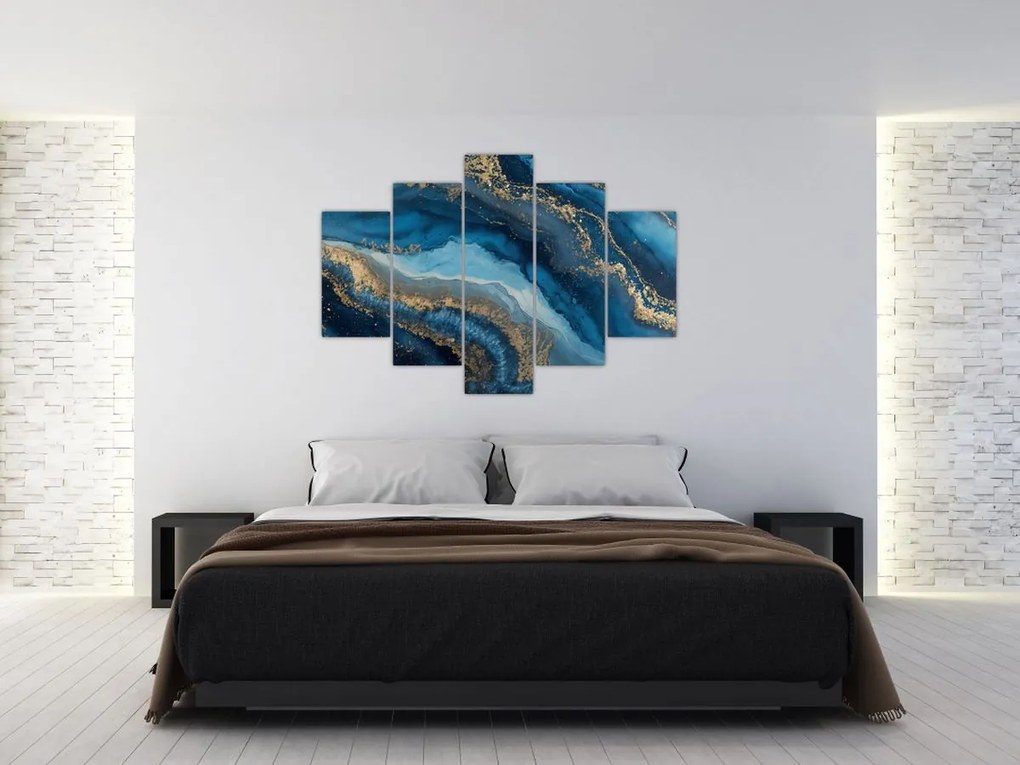 Obraz - Modrá mramorová abstrakcia (150x105 cm)