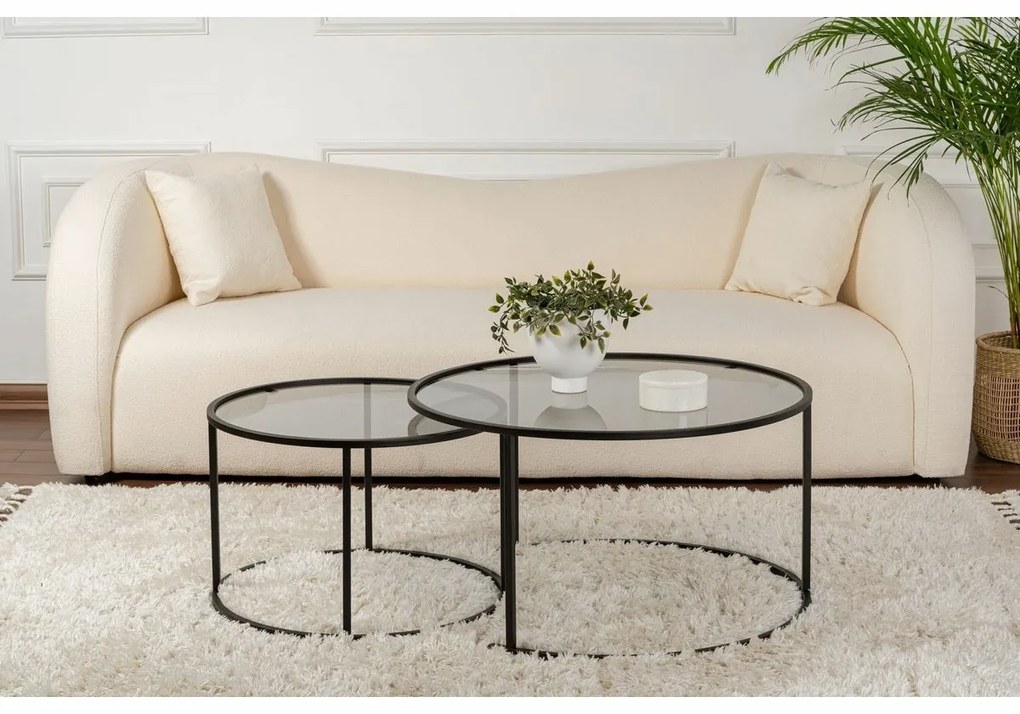 Súprava konferenčných stolíkov Aurum Black and Grey 80 cm, 2 ks