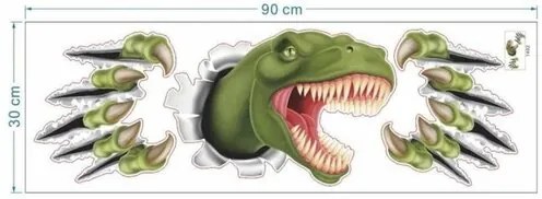 Samolepiaca dekorácia 3D Dinosaurus, zelená