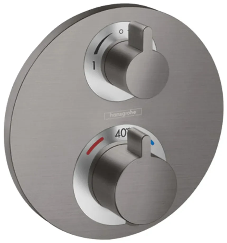 Hansgrohe Ecostat S, termostatická batéria pod omietku na 2 spotrebiče, kefovaný čierny chrómová, HAN-15758340
