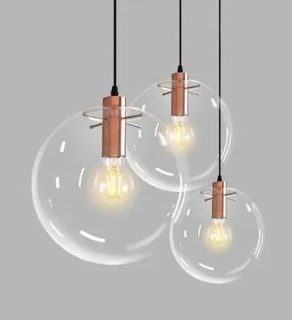 Toolight - Závesné sklenené stropné svietidlo Lassi 20 cm 1xE27, Ružové zlato, OSW-00130