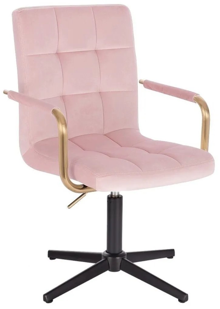 LuxuryForm DESIGN Stolička VERONA GOLD VELUR na čiernom kríži - ružová