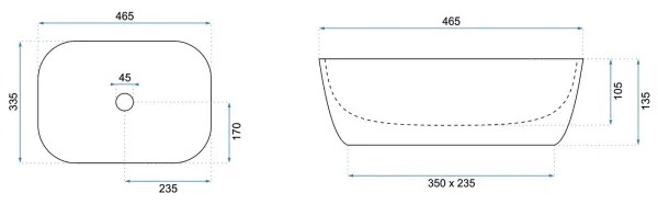 REA-U6596 - Umývadlo na dosku BELINDA 33,5x46,5 cm keramika/mramorový dekor